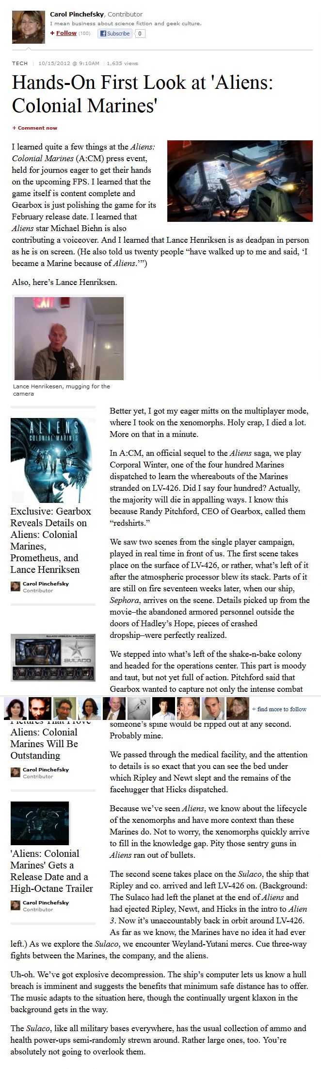 Aliens Colonial Marines - Hands-on First Look
Carol Pinchefsky - 15 Oct 2012
Keywords: all_media_articles;aliens_media;media_review