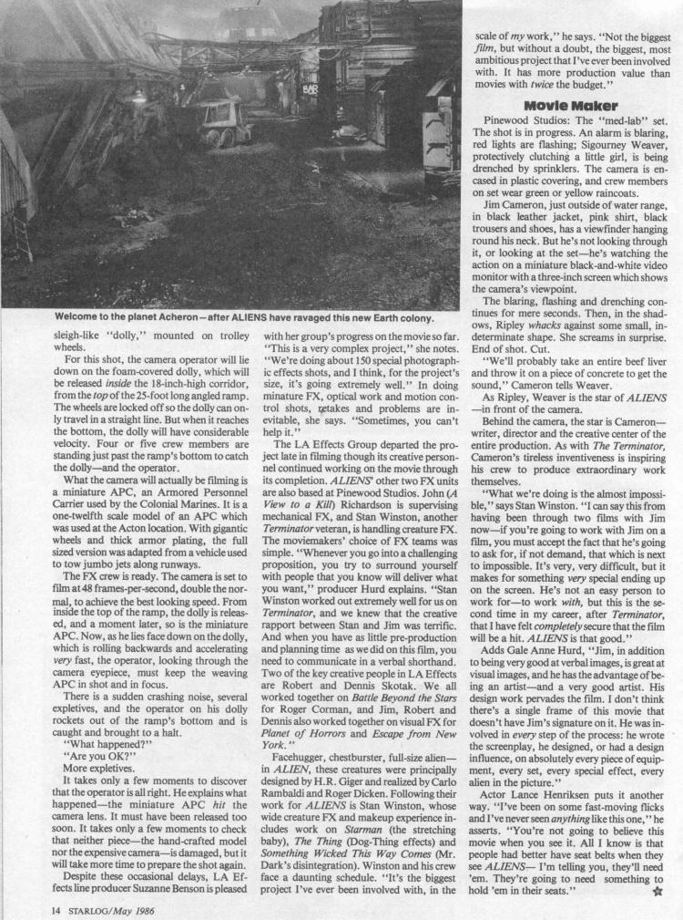 Aliens - Starlog #106 May 1986 - Life Among The Aliens - PAGE 5
Keywords: all_media_articles;aliens_media;media_review
