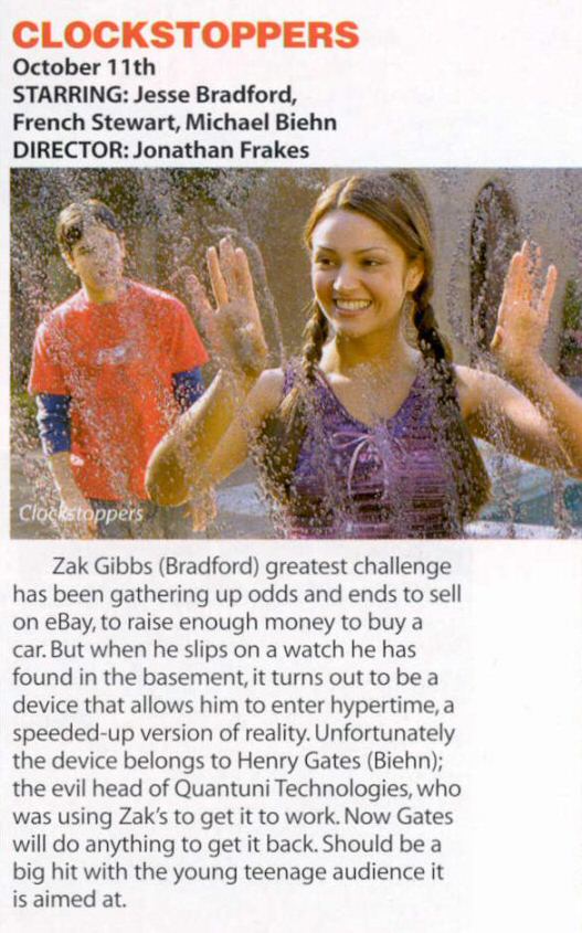 Clockstoppers - Unreel Sep/Oct 2002 - Review
Keywords: clockstoppers_media;all_media_articles;media_review