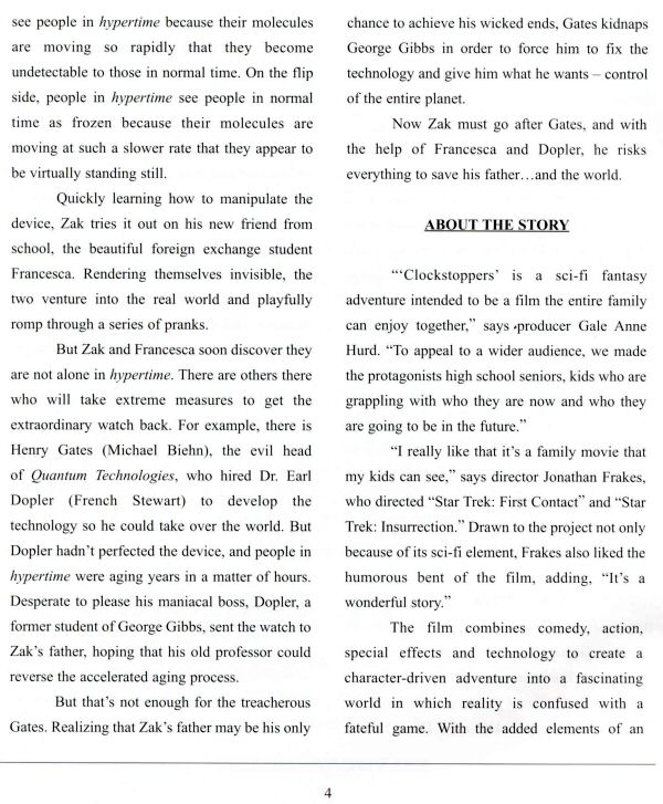 Clockstoppers - Press Kit - About the Film - PAGE 2
Keywords: ;media_presskit