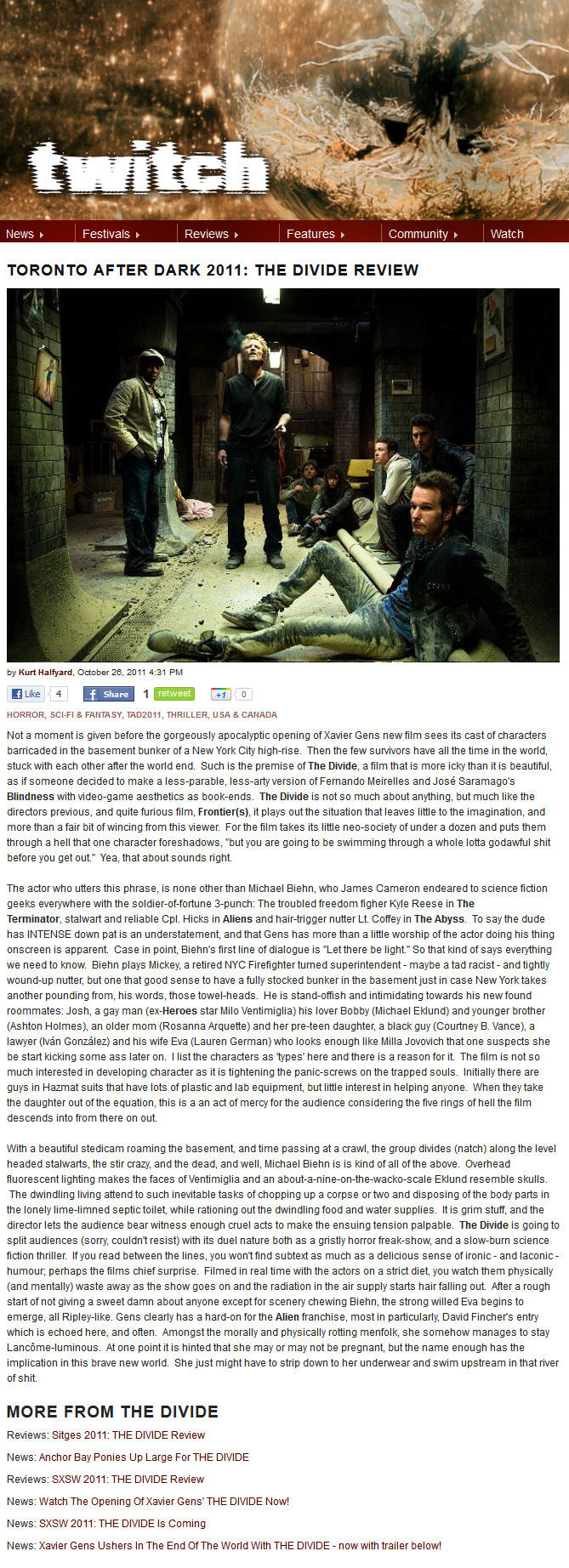 Twitch - Toronto After Dark - The Divide Review
Kurt Halfyard - 26 Oct 2011
Keywords: divide_media;all_media_articles;media_review