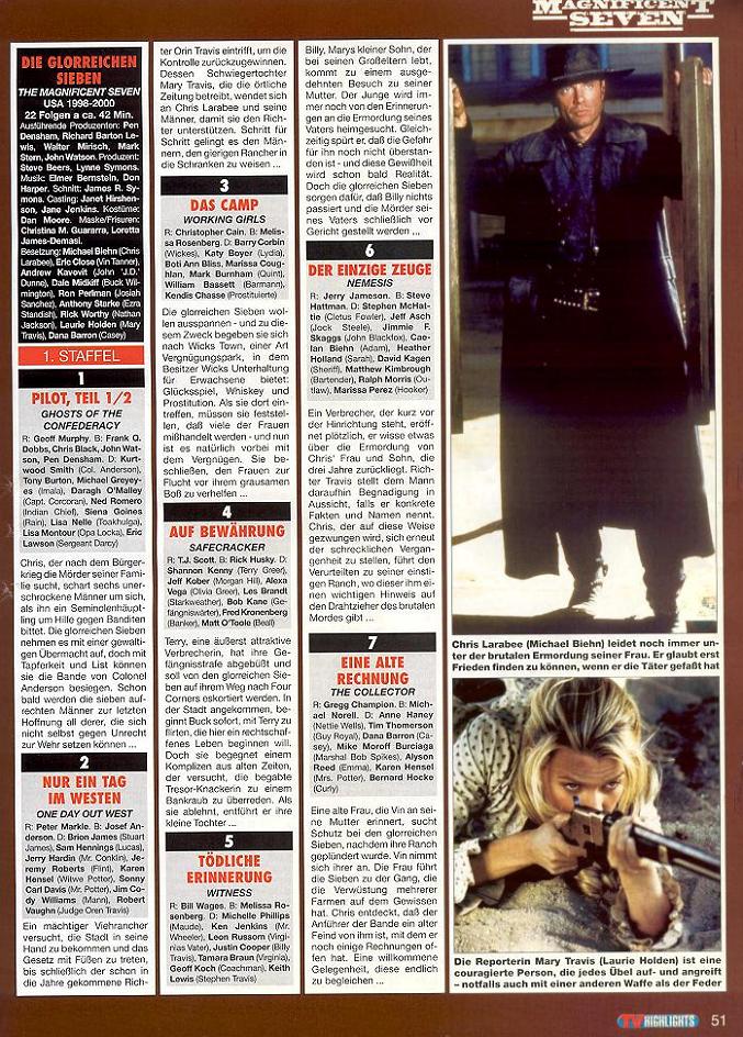 The Magnificent Seven TV Highlights Weekly January 2002 - PAGE 5
Keywords: magnificent_7_media;all_media_articles;media_review