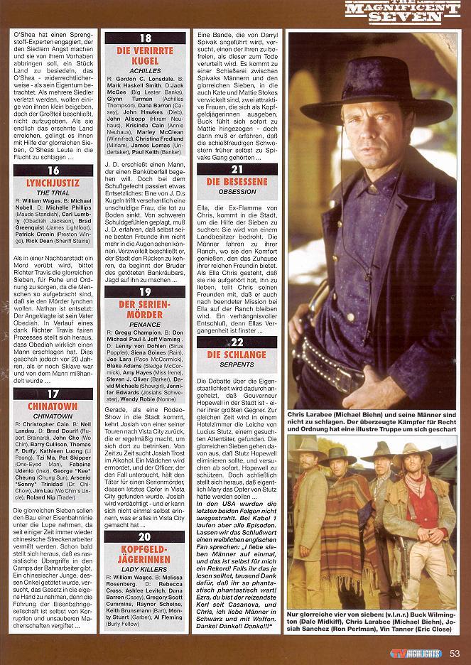 The Magnificent Seven TV Highlights Weekly January 2002 - PAGE 7
Keywords: magnificent_7_media;all_media_articles;media_review