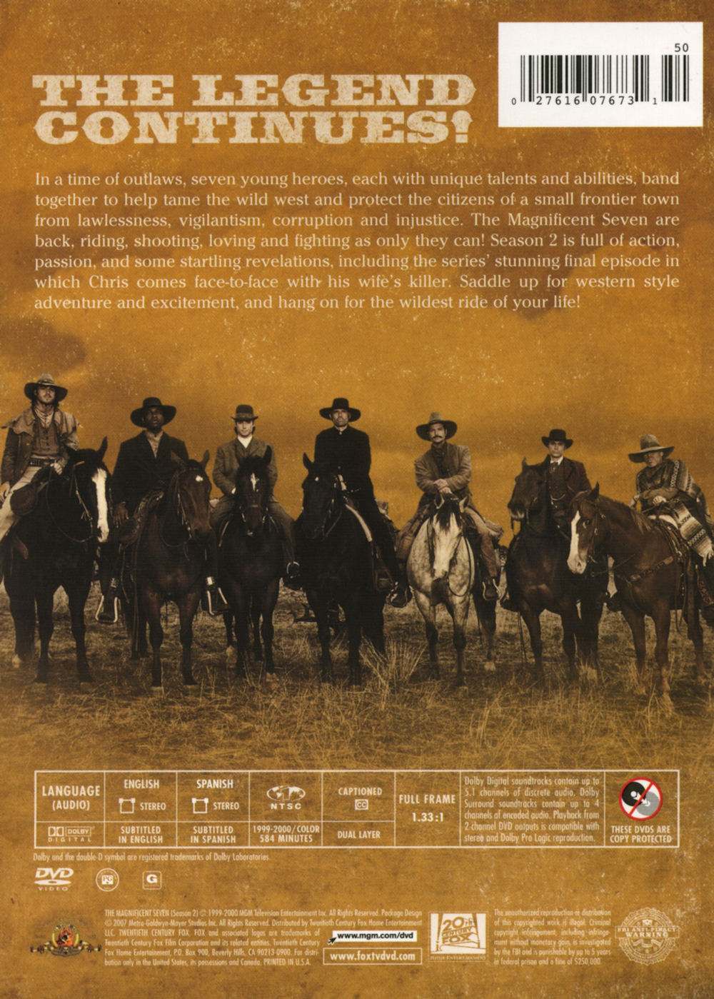 The Magnificent Seven - Region 1 - Season 2 - DVD Boxset - BACK
Keywords: magnificent_7_media;all_media_articles;media_cover
