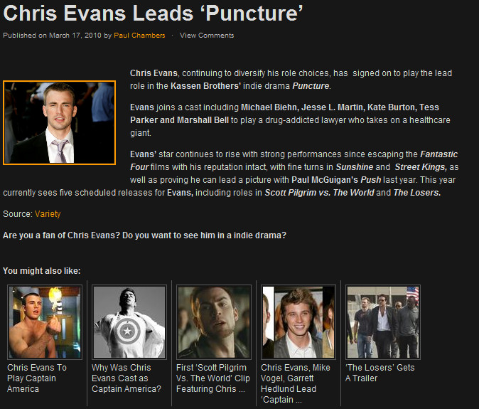 Chris Evans Leads Puncture
Paul Chambers - 17 Mar 2011
thefilmstage.com
Keywords: ;media_publicity