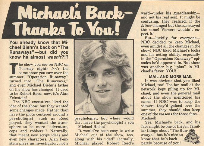 The Runaways - Tiger Beat Star November 1978 - PAGE 1
Michael's Back Thanks to You
Keywords: runaways_media;all_media_articles;media_review
