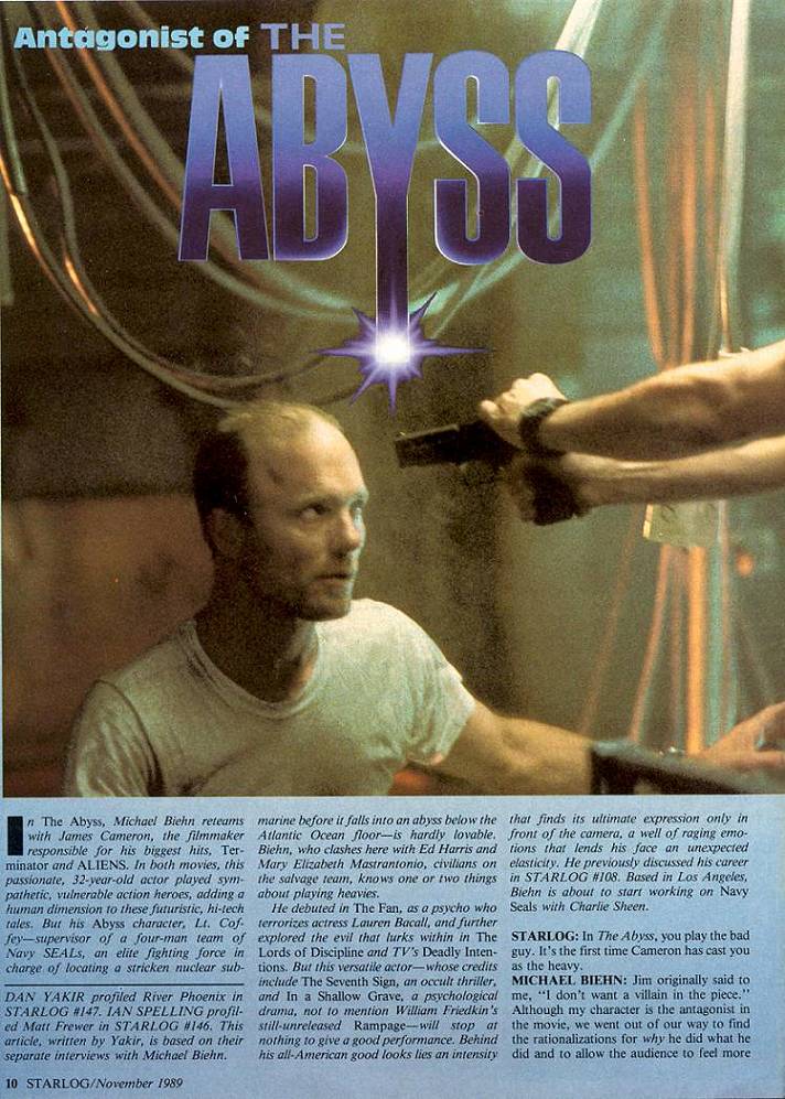 The Abyss - Starlog #148 Nov 1989 - Antagonist of The Abyss - PAGE 1
Keywords: abyss_media;all_media_articles;media_review