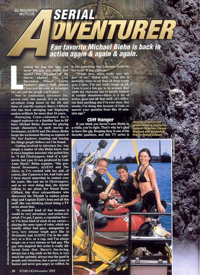 Adventure Inc - Starlog #304 Nov 2002 - Serial Adventurer - PAGE 1
Keywords: adventure_inc_media;all_media_articles;media_review