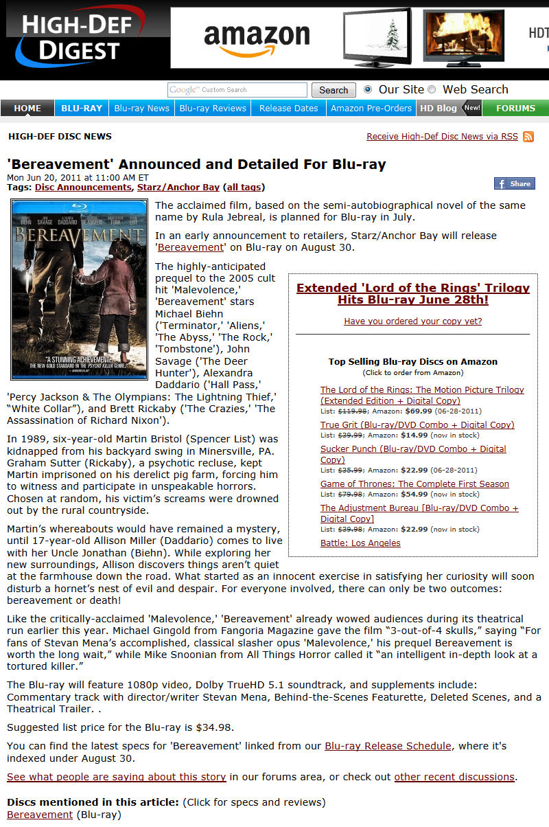 Bereavement Announced and Detailed for Bluray
Hi-Def Digest - June 20, 2011
Keywords: bereavement_media;all_media_articles;media_review