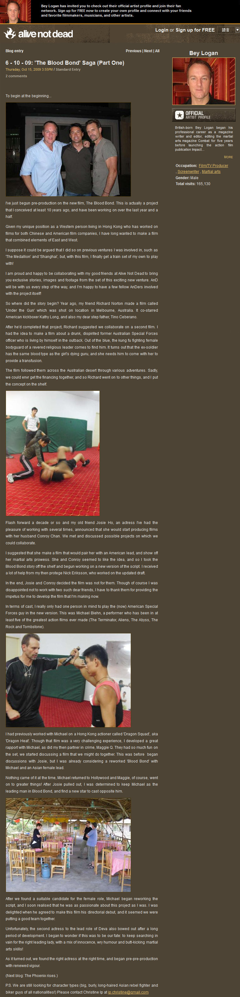 The Blood Bond - Saga Part 1
Bey Logan in alivenotdead blog - 06 Oct 2009
Keywords: all_media_articles;blood_bond_media;media_promotion;media_publicity