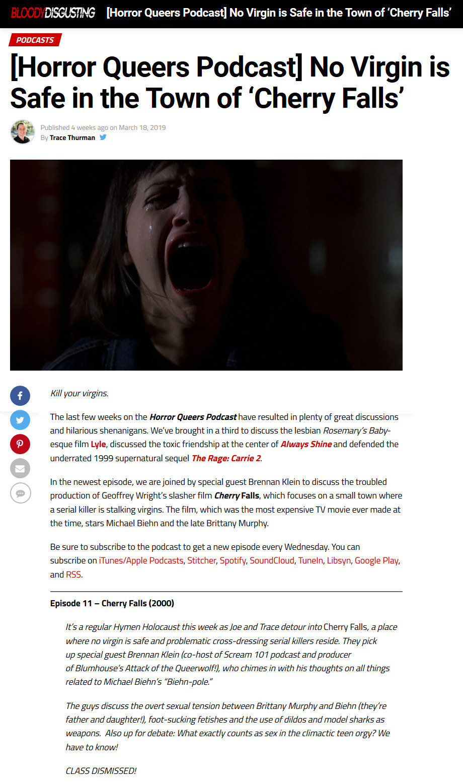 No Virgin is Safe in the Town of Cherry Falls
Trace Thurman - 18 March 2019
Bloody Disgusting - 14 April 2019
Keywords: all_media_articles;cherry_falls_media;media_review