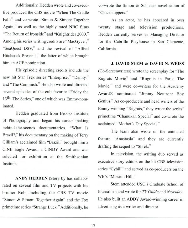 Clockstoppers - Press Kit - About the Filmmakers - PAGE 4
Keywords: ;media_presskit
