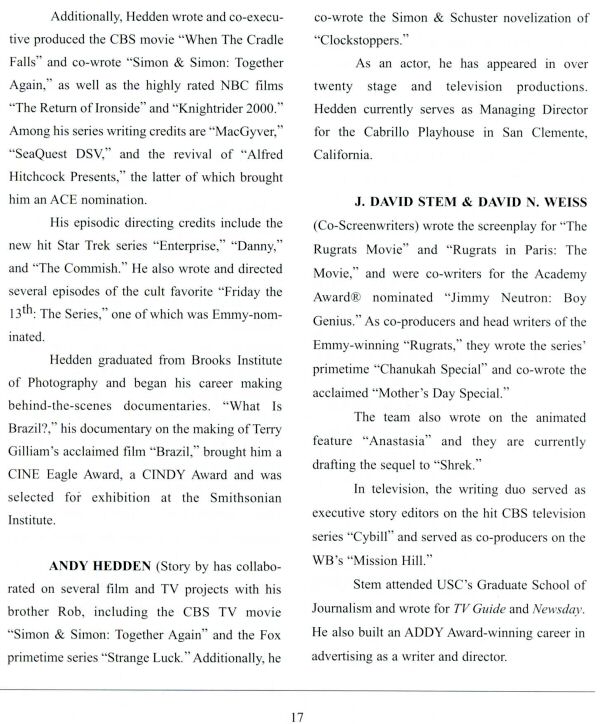 Clockstoppers - Press Kit - About the Filmmakers - PAGE 4
Keywords: cherry_falls_media;all_media_articles;media_presskit