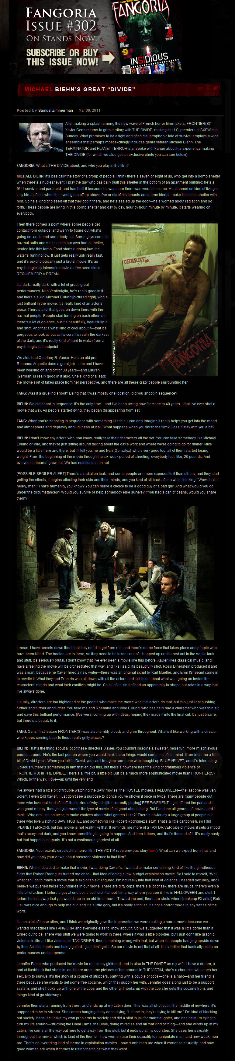 Fangoria - Michael Biehn's Great Divide
Samuel Zimmerman - 9 March 2011
Keywords: divide_media;all_media_articles;media_review