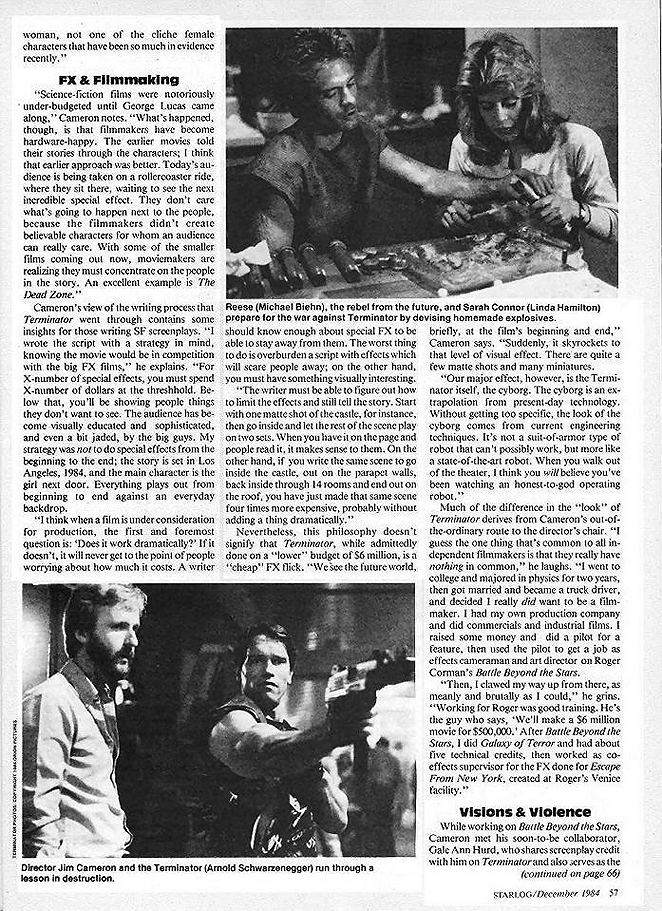 The Terminator - Starlog #89 Dec 1984 - James Cameron - PAGE 2
Keywords: terminator_media;all_media_articles;media_review;director_james_cameron