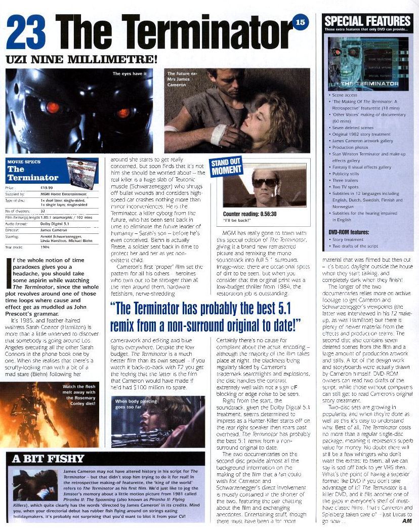 The Terminator - DVD review Collector's Edition #2: Top 100 DVDs - No. 23 Terminator
Keywords: ;media_review