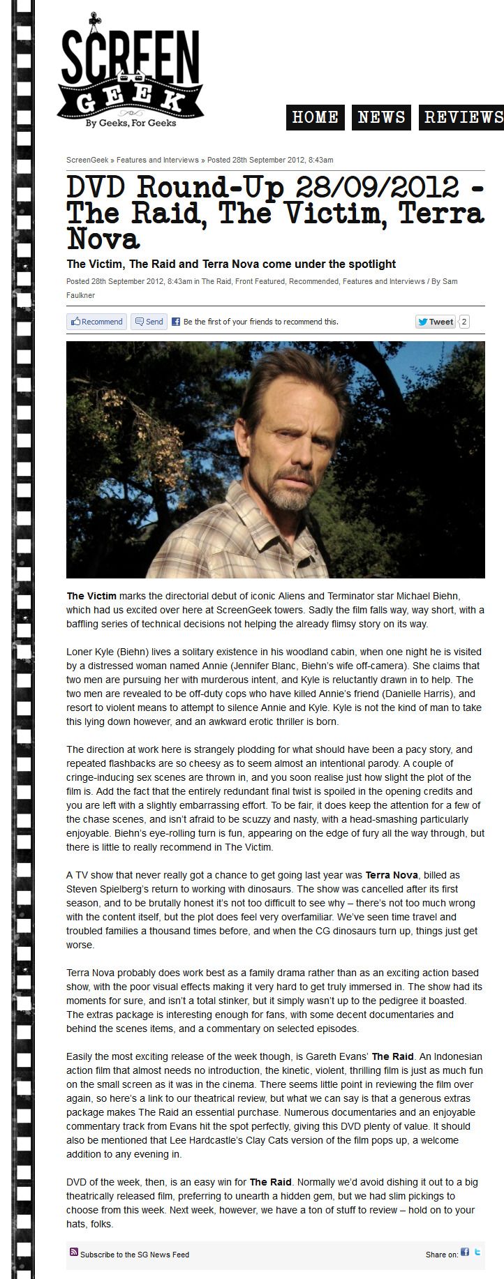 DVD Round-Up - The Victim
ScreenGeek - 28 Sep 2012
Article by Sam Faulkner
Keywords: all_media_articles;victim_media;media_review