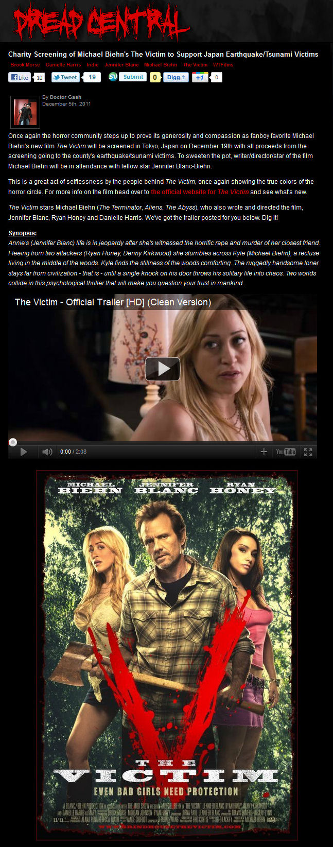 Michael Biehn and Jennifer Blanc Talk 'The Victim'
Fangoria.com
Keywords: all_media_articles;victim_media;media_interview;media_review